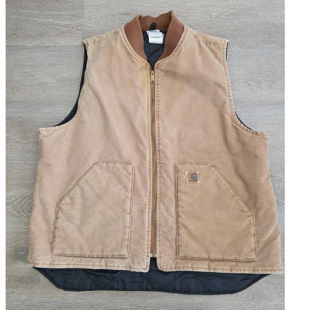 Carhartt V02 BRN Arctic Quilt Lined Duck Vest Brown Mens XL Tall Workwear
